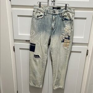 Ralph Lauren Men's Light Blue Patchwork Jeans